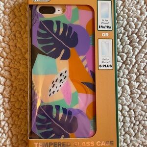 Tropical Leaf Design Tempered Glass Case for iPhone 8 Plus/7 plus/6 plus